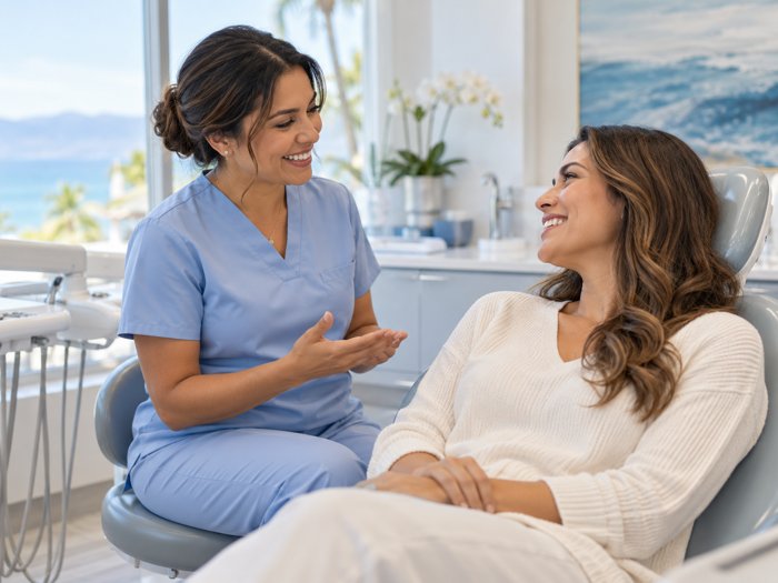 Atención cercana entre dentista y paciente