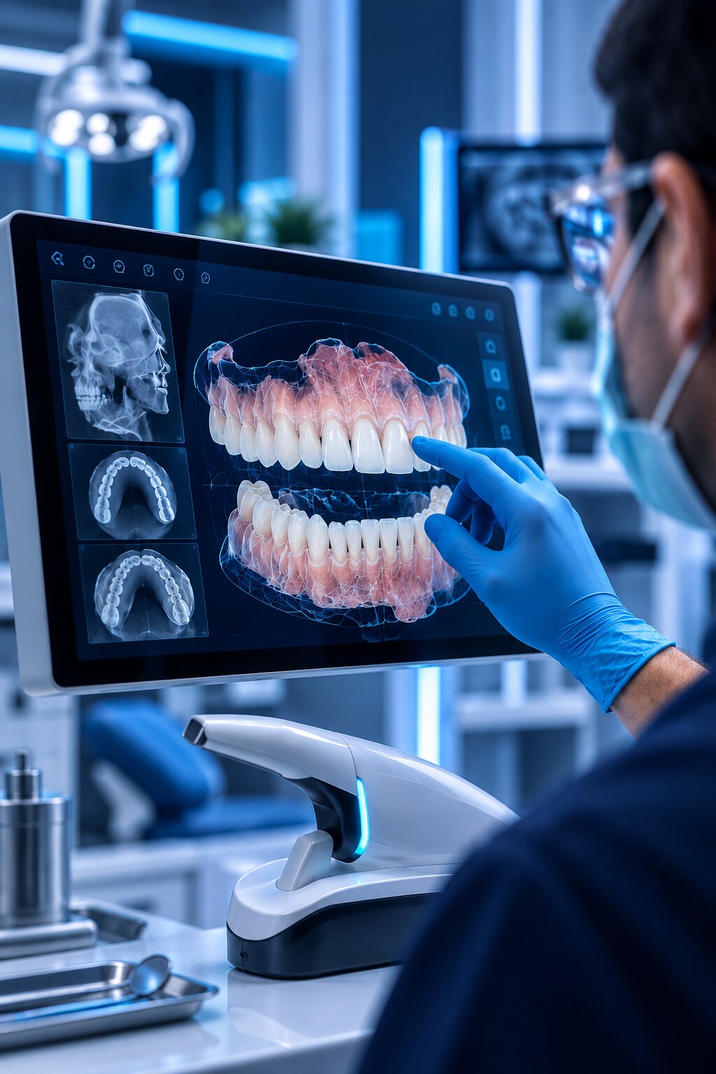 Especialista revisando una planeación odontológica digital en pantalla